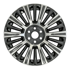 22-inch Cadillac Escalade OEM wheel ALY04876U90. Charcoal rim front view.