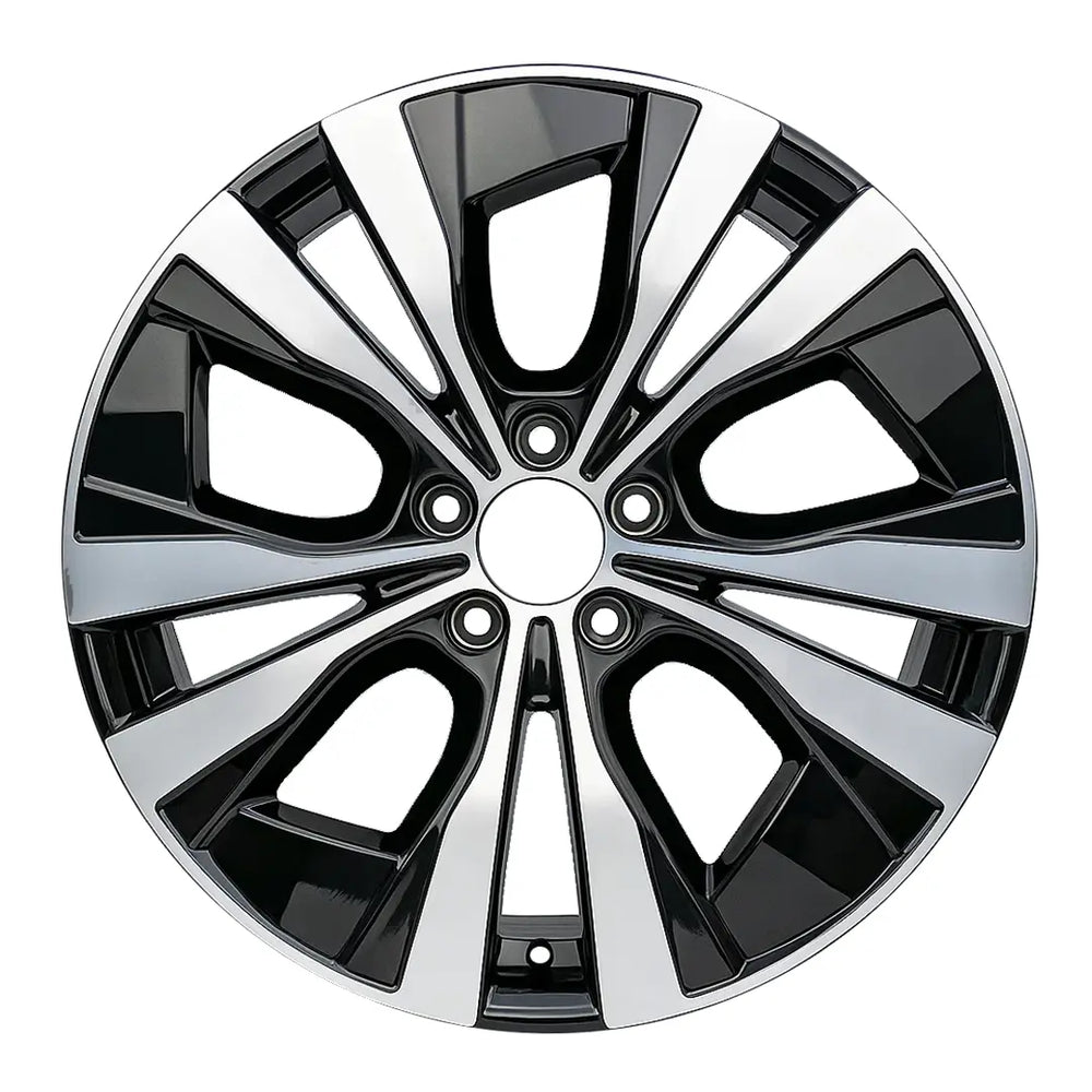 18-inch Volvo XC60 OEM wheel ALY70522U45. Black rim front view.