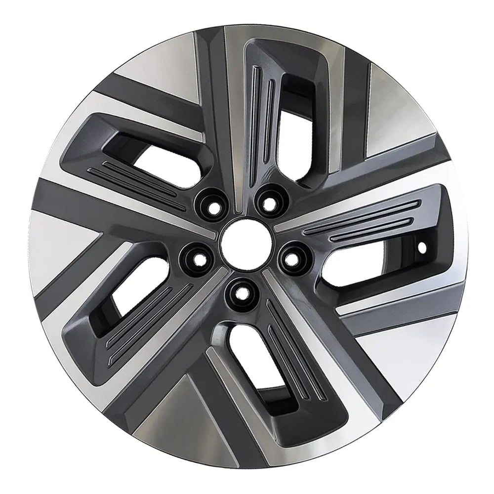 17-inch Hyundai Kona OEM wheel ALY70645U30. Charcoal rim front view.