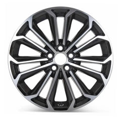 Front view of a 17 Toyota Corolla wheel replacement 2014-2016 Machined Black replica rim ALY75152U45N 4261102F80