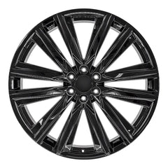 Front view of a 26x10 Gloss Black wheel replacement for Cadillac Escalade replica rim 9511082
