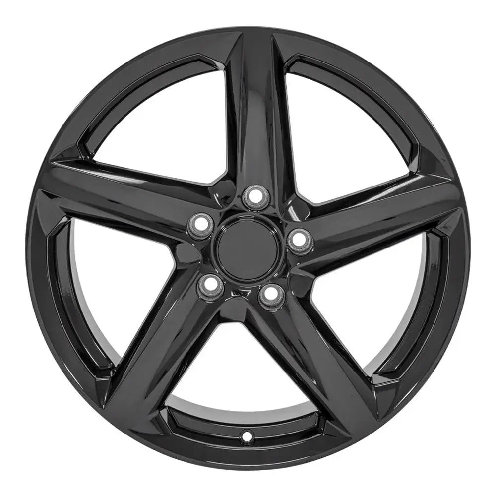 Front view of a 18x8.5 Black wheel replacement for Chevy Corvette replica rim 9511103