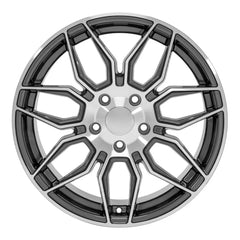 Front view of a 18x8.5 Machined Gunmetal wheel replacement for Chevy Corvette replica rim 9511113