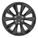Front view of a 22x9 Black wheel replacement for Chevy Silverado replica rim 9511403