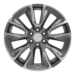 Front view of a 22x9 Machined Gunmetal wheel replacement for Chevy Silverado replica rim 9511404