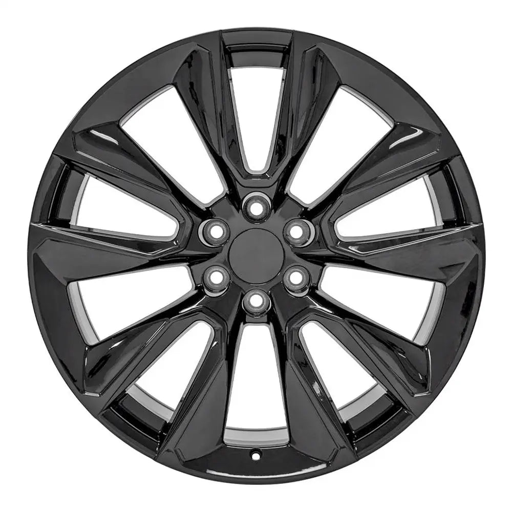 Front view of a 24x10 Black wheel replacement for Chevy Silverado replica rim 9511405
