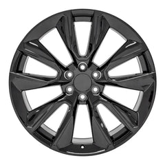 Front view of a 24x10 Black wheel replacement for Chevy Silverado replica rim 9511405