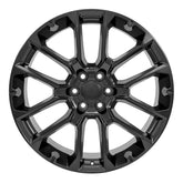 Front view of a 24x10 Black wheel replacement for Chevy Truck replica rim 9510993