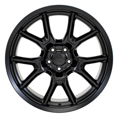 Front view of a 20x10 Black wheel replacement for Chrysler 300 replica rim 9511068