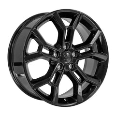 Side view of a 20x8.5 Gloss Black wheel replacement for Jeep Grand Cherokee replica rim 9511427