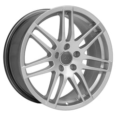 Angle view of a 18x8 Hypersilver wheel replacement for Audi A3 replica rim 9451942