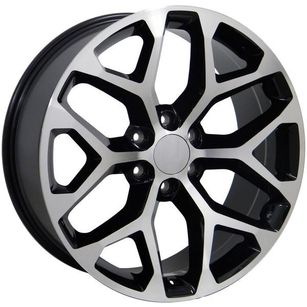 22" Black Machined wheel replacement for Chevy C2500 1988-2000. Replica Rim 9489811