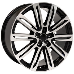 Angle view of a 20x9 Machined Black wheel replacement for Audi A4 replica rim 9508111