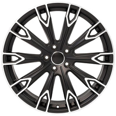 Front view of a 20x9 Machined Black wheel replacement for Audi A4 replica rim 9508338