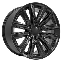 Angle view of a 20x9 Satin Black wheel replacement for Cadillac Escalade replica rim 9510953