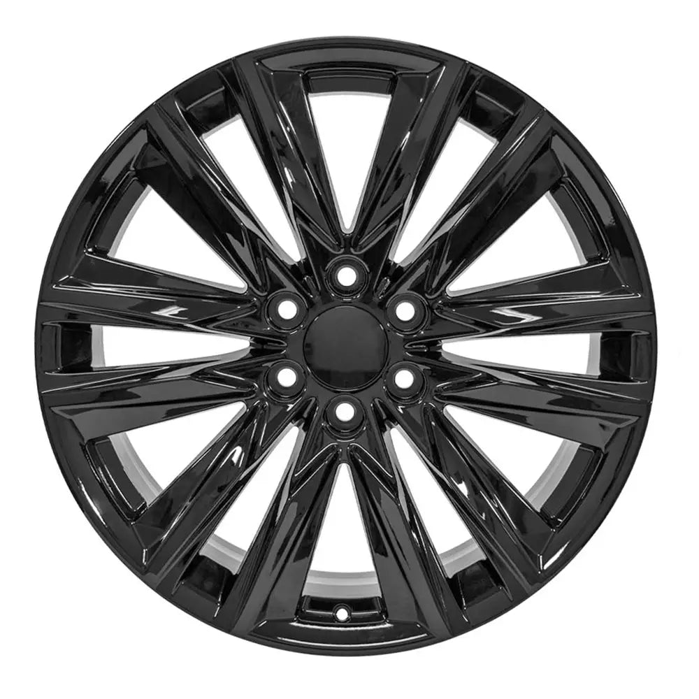 Front view of a 22x9 Black wheel replacement for Cadillac Escalade replica rim 9510951