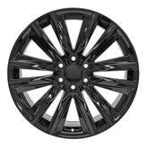Front view of a 22x9 Black wheel replacement for Cadillac Escalade replica rim 9510951