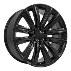 Angle view of a 22x9 Black wheel replacement for Cadillac Escalade replica rim 9510954