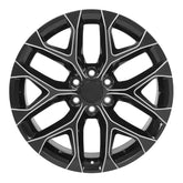 Front view of a 22x9 Machined Black wheel replacement for Chevy Silverado replica rim 9510961