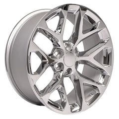 Angle view of a 22x9 Chrome wheel replacement for Chevy Silverado replica rim 9510963