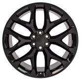 Front view of a 24x10 Black wheel replacement for Chevy Silverado replica rim 9510966