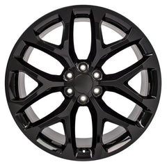 Front view of a 24x10 Black wheel replacement for Chevy Silverado replica rim 9510966