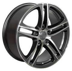 Angle view of a 18x8 Machined Gunmetal wheel replacement for Audi Volkswagen replica rim 5910063