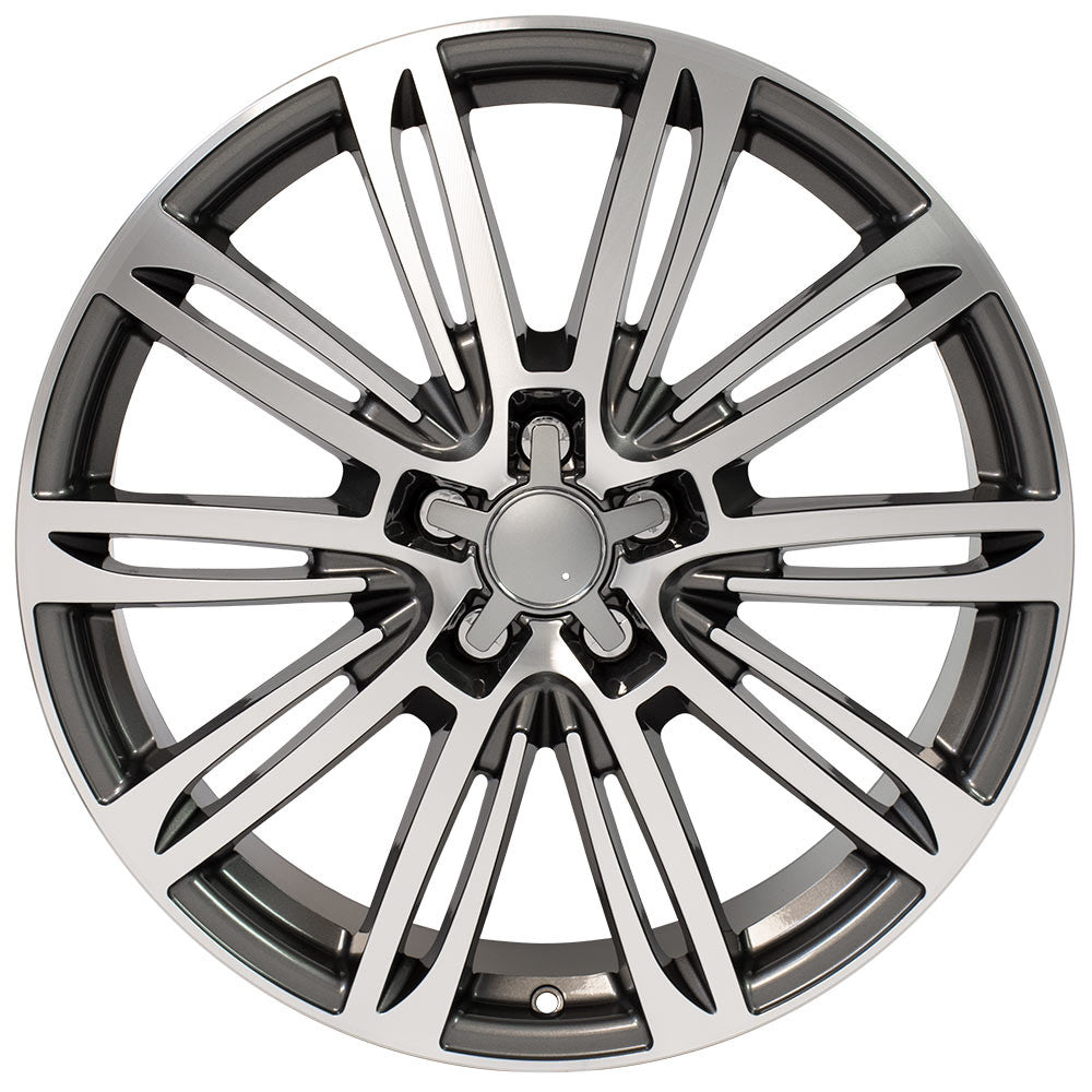 Front view of a 20x9 Machined Gunmetal wheel replacement for Audi A4 replica rim 9508112