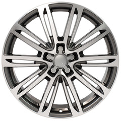 Front view of a 20x9 Machined Gunmetal wheel replacement for Audi A4 replica rim 9508112
