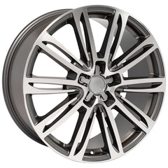 Angle view of a 20x9 Machined Gunmetal wheel replacement for Audi A4 replica rim 9508112