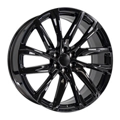 Angle view of a 26x10 Gloss Black wheel replacement for Cadillac Escalade replica rim 9511091