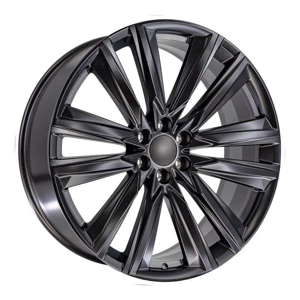 Side view of a 26x10 Satin Matte Black wheel replacement for Cadillac Escalade replica rim 9511083