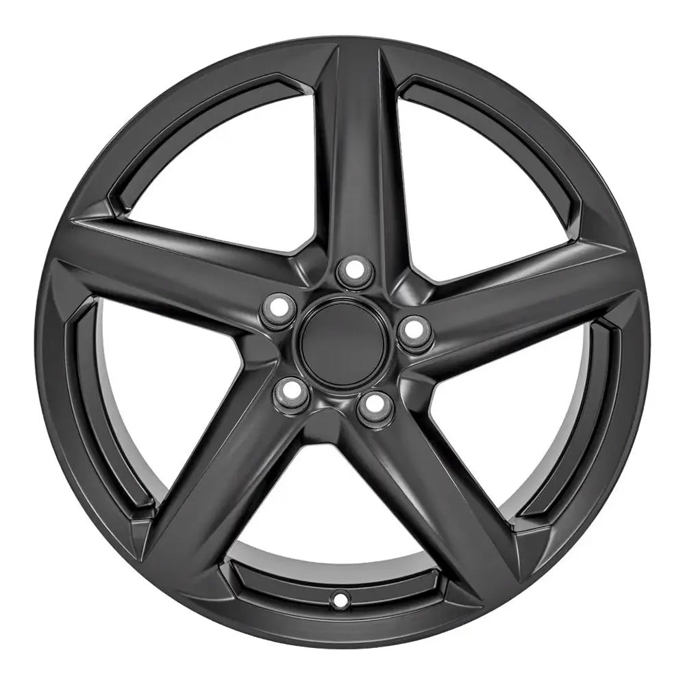 Front view of an 18x8.5 Satin Black wheel replacement for Chevy Corvette replica rim 9511104