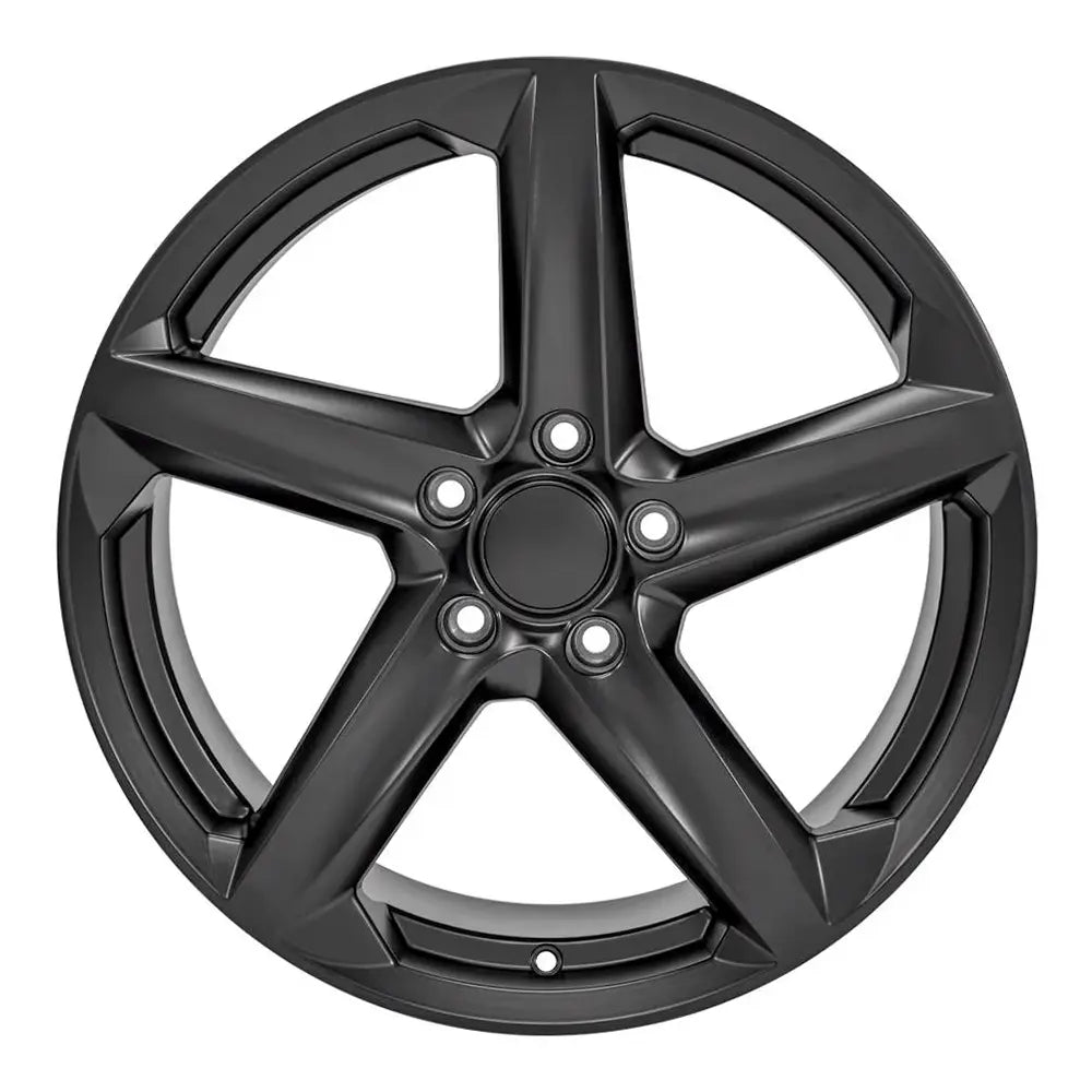 Front view of a 19x10 Satin Black wheel replacement for Chevy Corvette replica rim 9511106