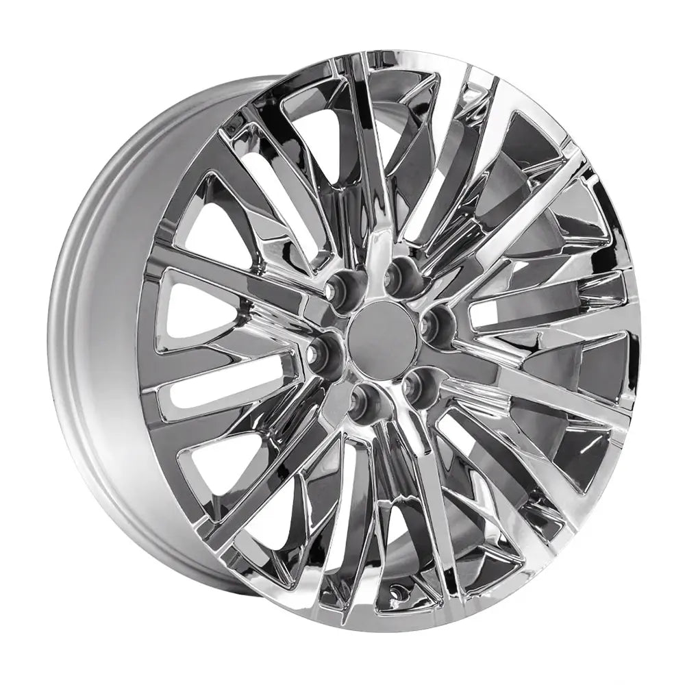Angle view of a 22x9 Chrome wheel replacement for Cadillac Escalade replica rim 9511414
