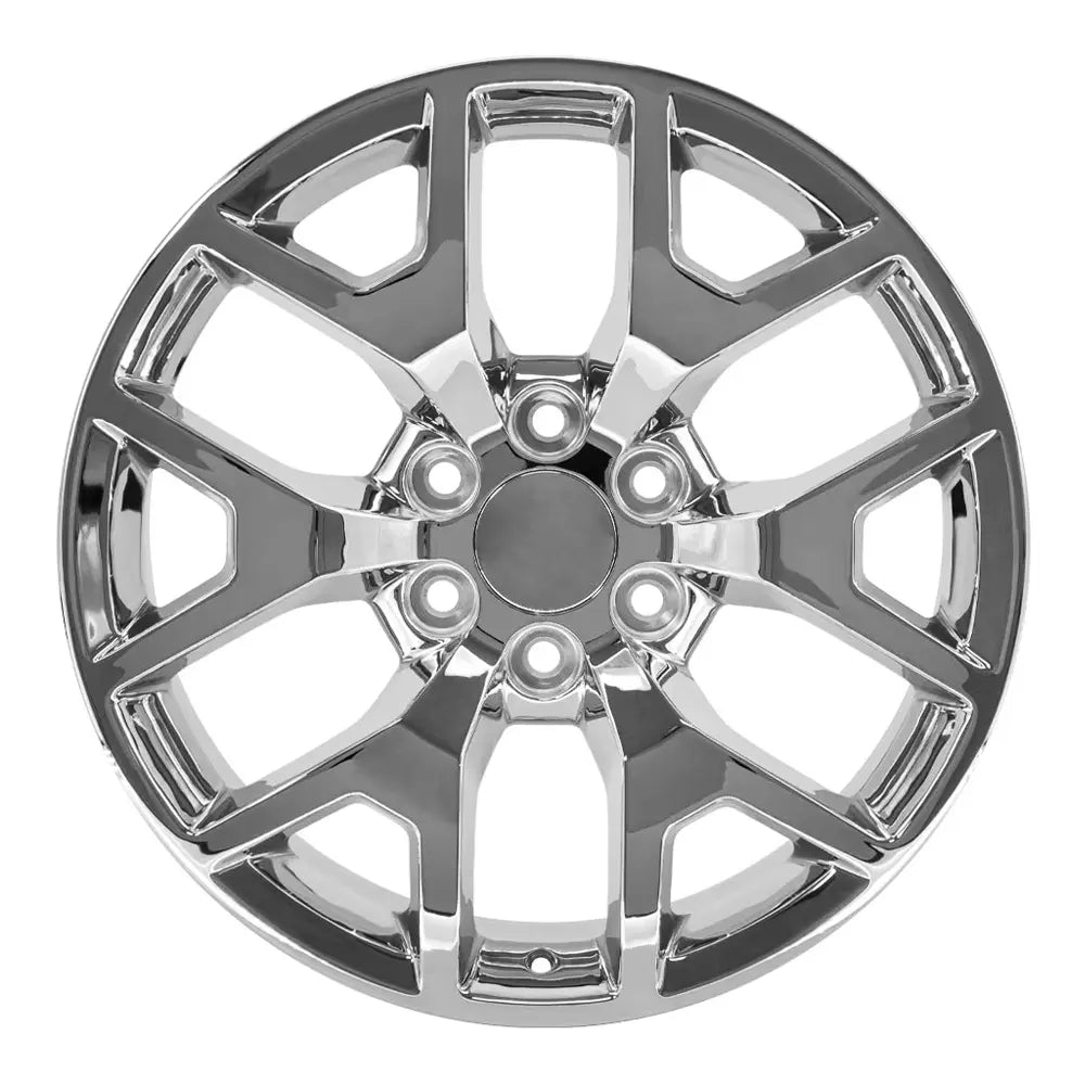 Front view of a 20" Chrome Honeycomb wheel replacement for GMC Chevy trucks. Replica Rim 9471186