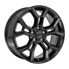 Angle view of a 20x8.5 Satin Matte Black wheel replacement for Chrysler Pacifica replica rim 9511428
