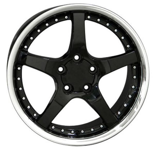 18" Black Stainless Lip wheel replacement for Pontiac Firebird 1993-2002. Replica Rim 6841292