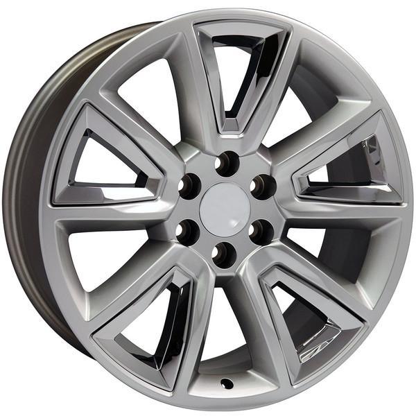 20" Hyper Black Chrome Inserts wheel replacement for GMC Yukon 1500 1992-2017. Replica Rim 9505986
