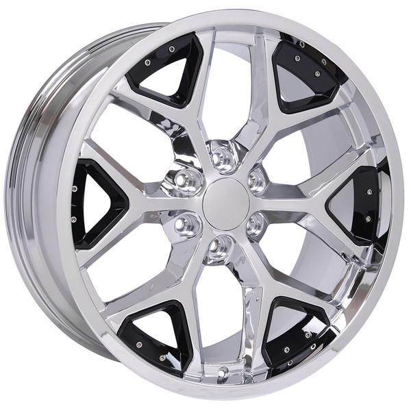 22" Chrome Black Inserts wheel replacement for Chevy Blazer 1992-1994. Replica Rim 9507479