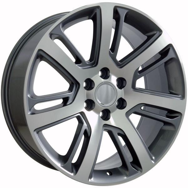 22" Machined Gunmetal wheel replacement for Chevy C2500 1988-2000. Replica Rim 9490968
