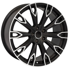 Angle view of a 20x9 Machined Black wheel replacement for Audi A4 replica rim 9508338