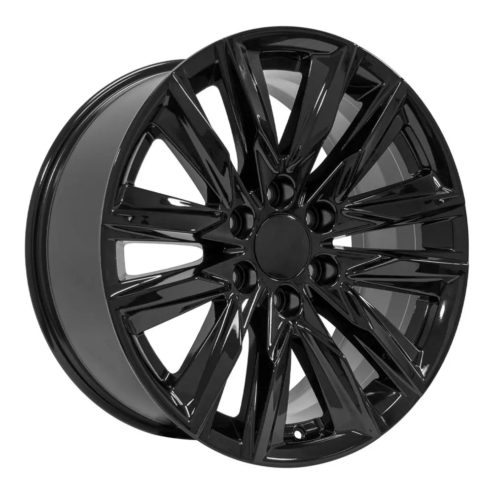 Angle view of a 20x9 Black wheel replacement for Cadillac Escalade replica rim 9510949