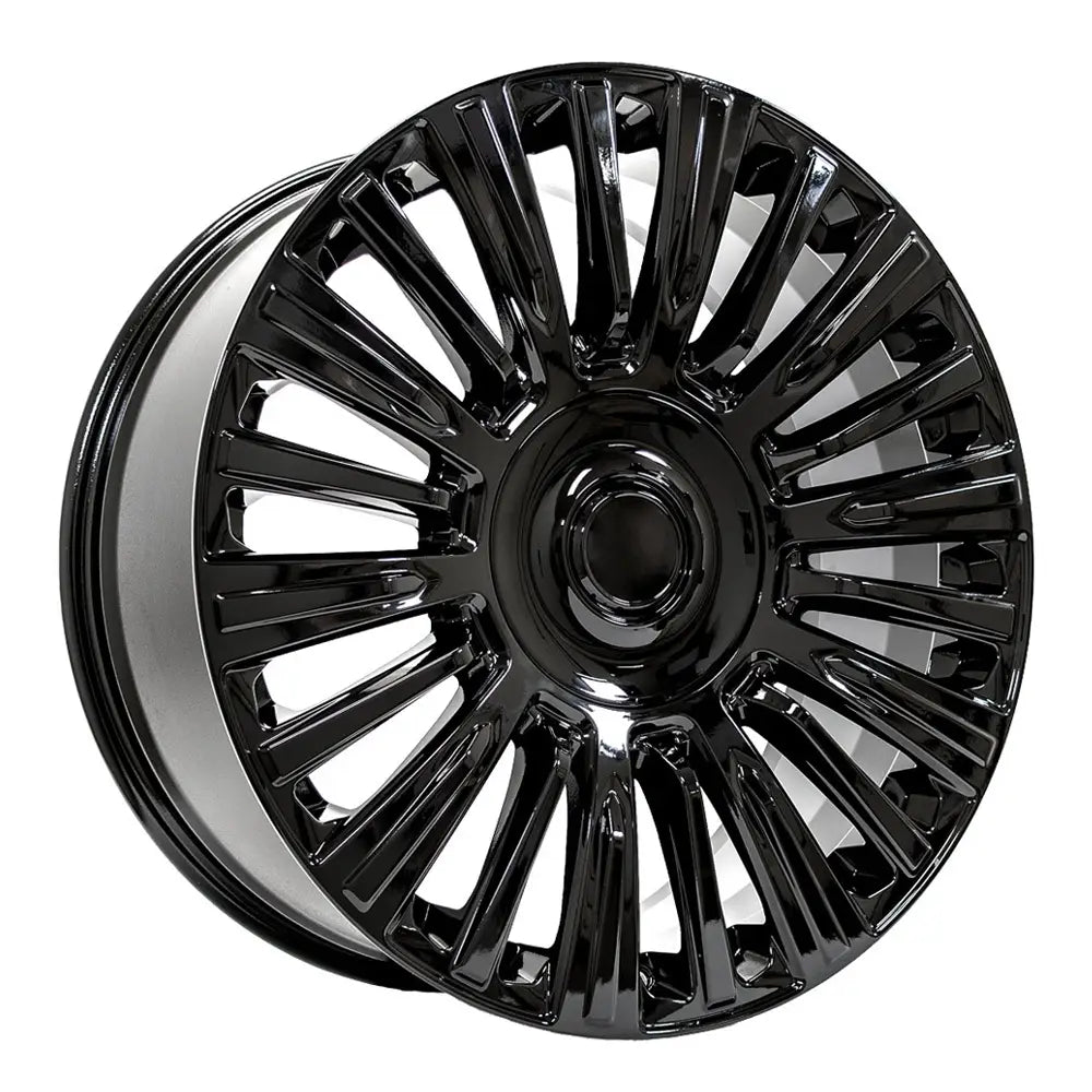 Angle view of a 22x9 Black wheel replacement for Cadillac Escalade replica rim 9511000