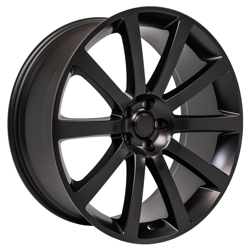Angle view of a 22x9 Machined Black wheel replacement for Chrysler 300 replica rim 9457551
